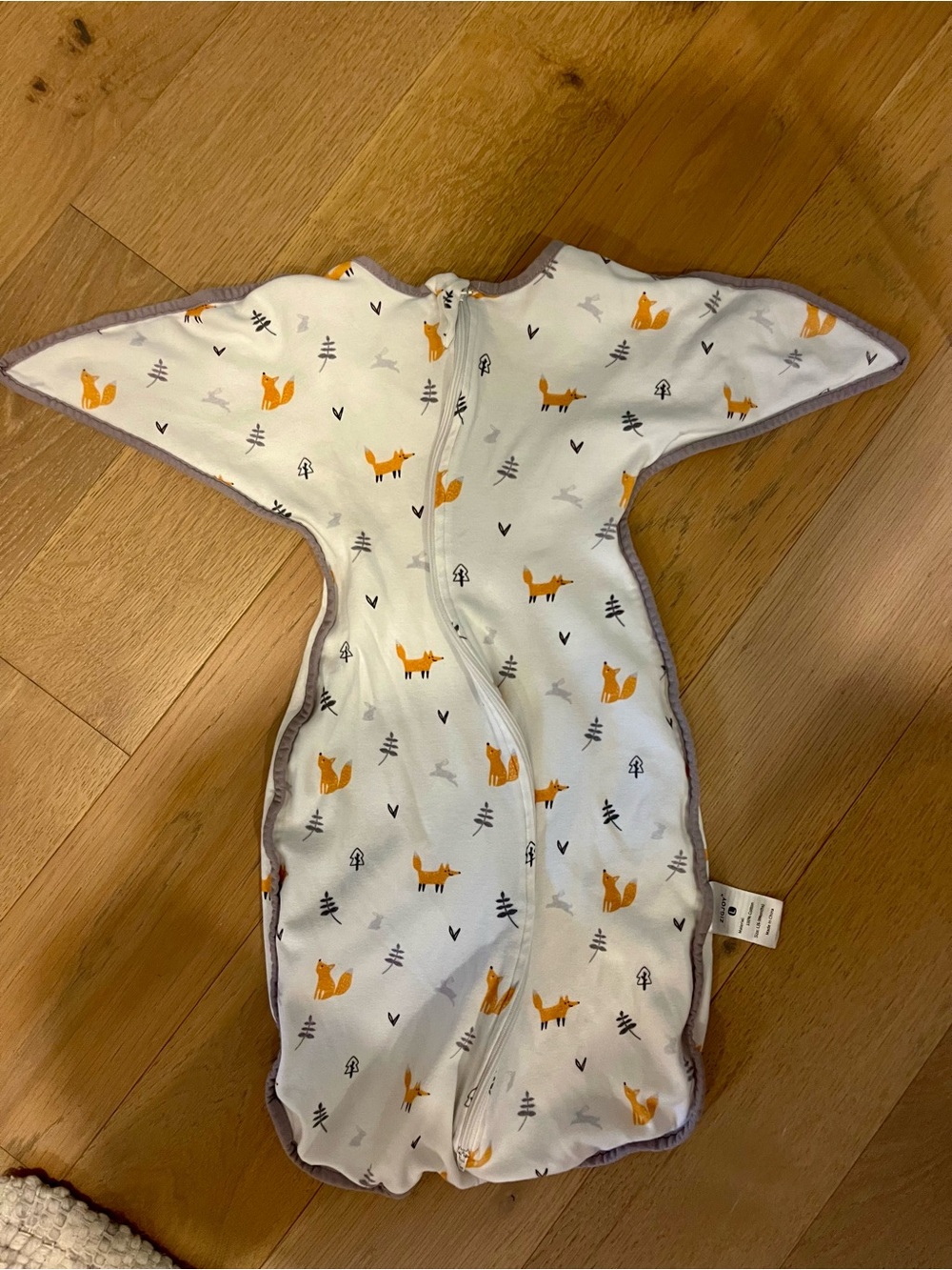 Baby Swaddle Sack with Orange Fox Print 100% cotton